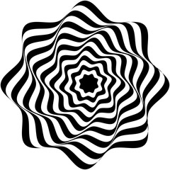 Geometrical Poster Design with Optical Illusion Effect.  Minimal Psychedelic Cover Page Collection. Brown Wave Lines Background. Fluid Stripes Art. Swiss Design. Vector Illustration for Report.