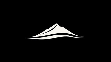 Abstract mountain silhouette with wavy lines on a black background, for use in design elements, logo, or graphics