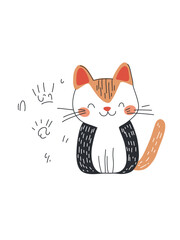 Friendly cat in doodle style