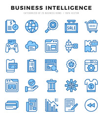 Vector Business Intelligence types icon set in Two Color style. vector illustration.