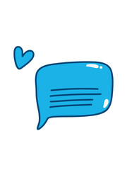 blue speech bubble with heart
