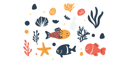 ocean fish vector set