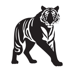 tiger black silhouette vector, Simple silhouette Design vector icon with white background