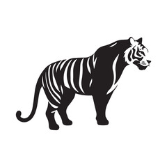 tiger black silhouette vector, Simple silhouette Design vector icon with white background
