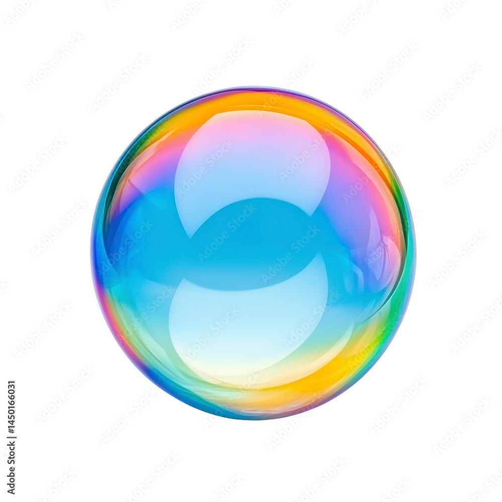 Poster vibrant, colorful soap bubble with reflective surface displays spectrum of colors, creating mesmeriz