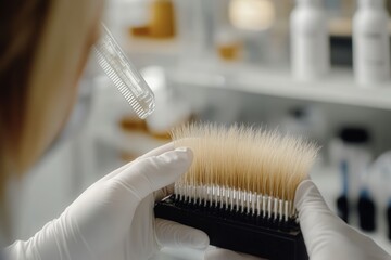 A medical expert performs a scalp regeneration procedure to restore hair wellness and follicle health using innovative technology in a clean clinical setting focused on cosmetic rejuvenation.