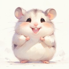 Adorable fluffy hamster with smiling face and cute little teeth showing