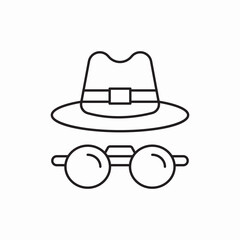 Hat sunglasses fashion icon vector sign