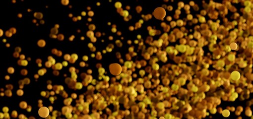 Abstract image of glowing golden spheres. Perfect for backgrounds, websites, and more!