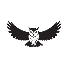 Obraz premium Flying Owl with Detailed Face Silhouette