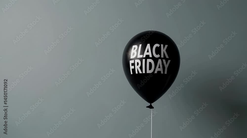 Poster minimalist black friday composition featuring a black balloon with the words black friday printed on