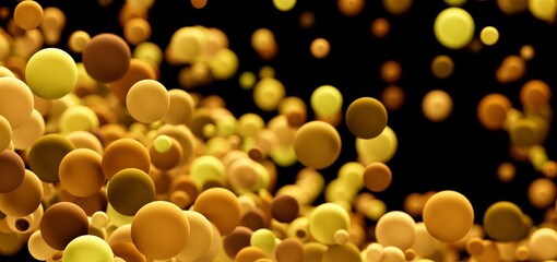 Abstract background of floating golden spheres. Perfect for luxury, technology, or science concepts.