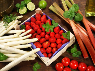 Asparagus with Strawberries and Rhubarb