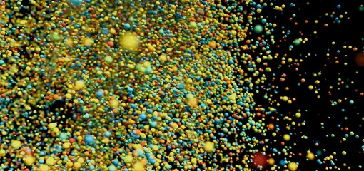 Abstract background of vibrant multicolored spheres exploding outwards. Perfect for presentations or designs.