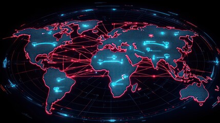 World map with glowing network connections