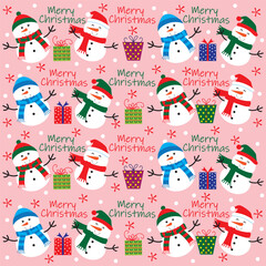 seamless pattern with snowman