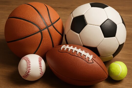 Diverse sports balls collection.