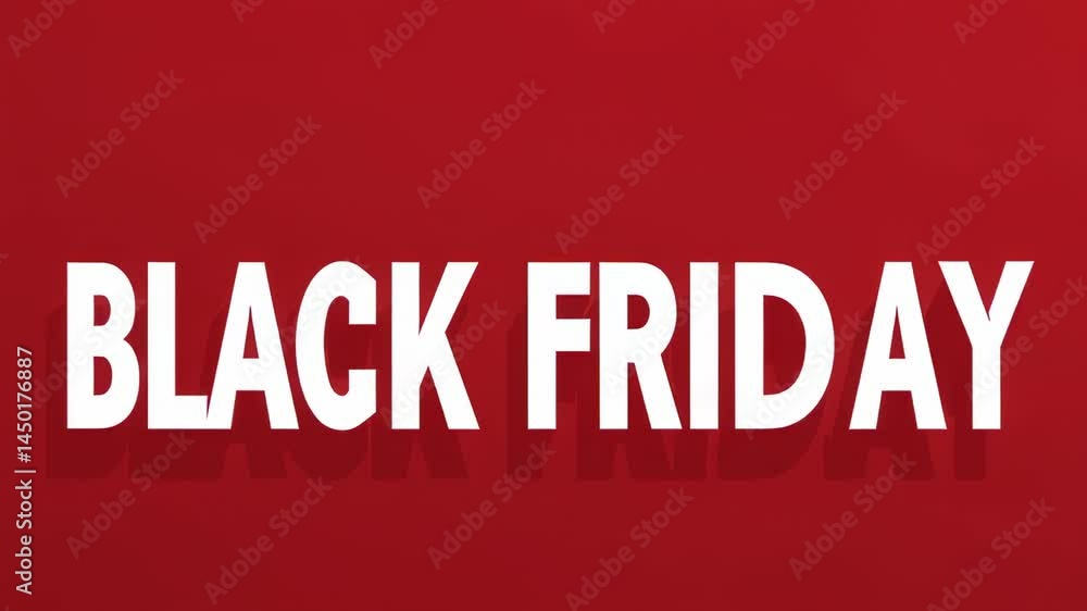 Poster White bold text black friday appears on a red background, creating a vibrant and attention grabbing visual suitable for promotional materials related to the popular shopping event