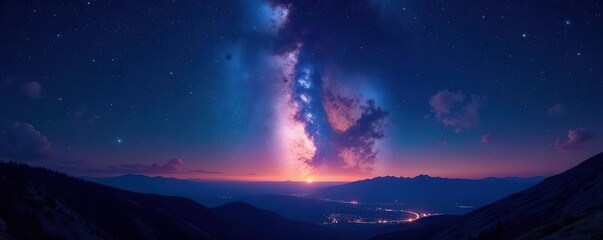 Vast night sky panorama, countless stars ablaze , twinkling, nature