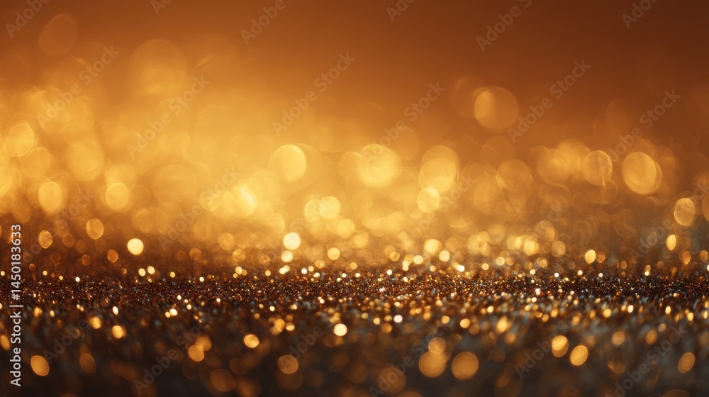 Poster golden bokeh sparkles abstract warm environment close-up view concept light reflections
