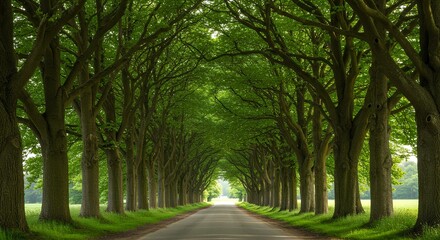 Obraz premium Tree Lined Avenue in Summer Green 