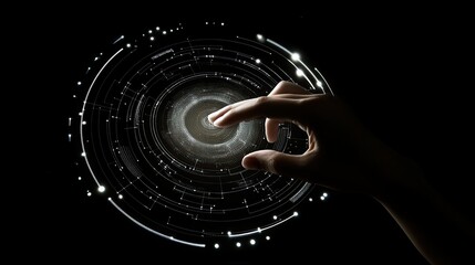 Interactive technology display with human touch activating circular interface