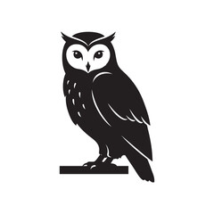Obraz premium Black Silhouette Owl Sitting on Tree