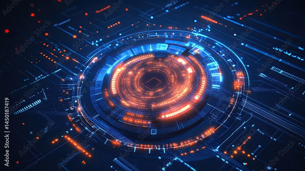 Poster futuristic circuit board concept: high tech digital technology interface