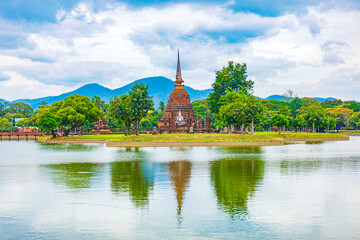 Sukhothai temple at Sukhothai historical park of Sukhothai province, Thailand, Asia.