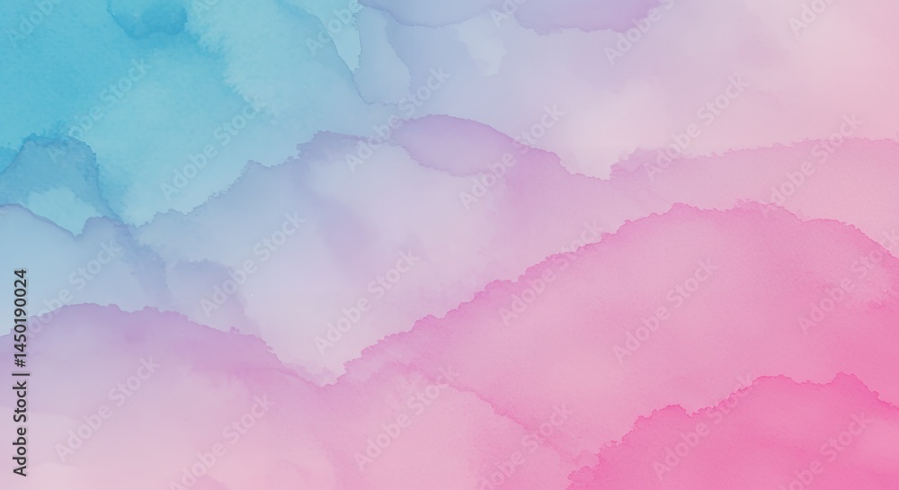 Aufkleber abstract watercolor background in shades of blue and pink, creating a serene and artistic design wit