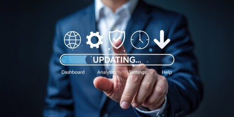 Businessperson initiating system update process.