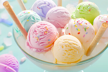 カラフルなアイスクリームのかわいい壁紙・背景