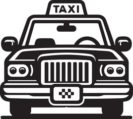 Taxi cab front view with silhouette vector on a white background 