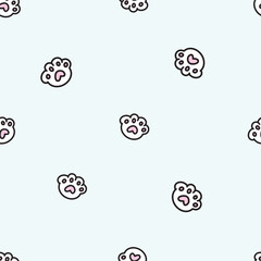 Paw dog cat cute seamless pattern background.