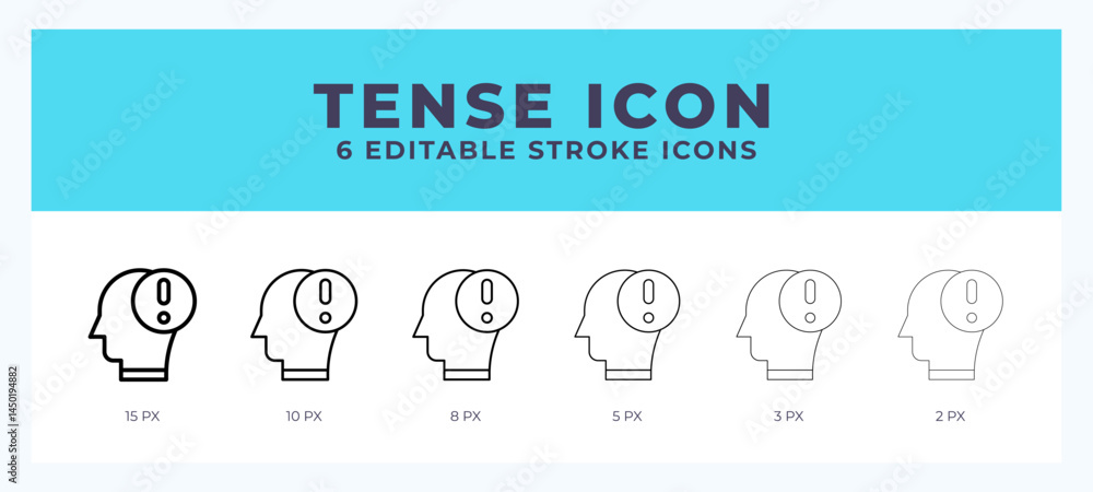 Poster tense vector icon for web and app. editable stroke vector illustration