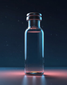 ingle Glass Vial with Silver Cap on Blue Gradient &mdash; Symbol of Precision and Pharmaceutical Purity