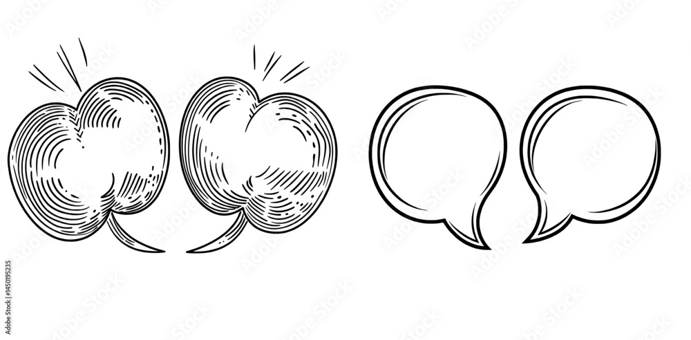 Poster the icon of a modern balloon bubble is characterized by isolated outline square shape boxes with a t