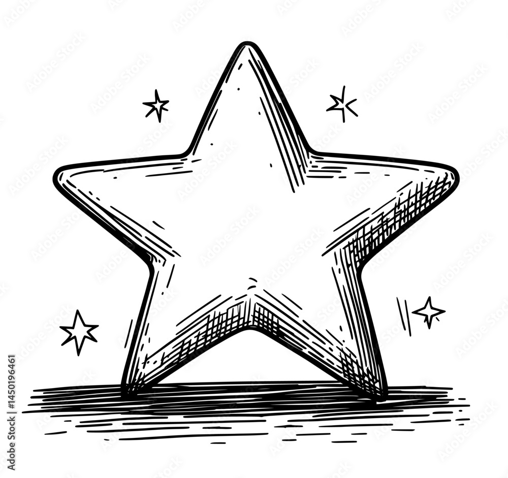 Poster minimalist style is exemplified in this design through a black star on a uniquely patterned abstract