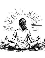 The silhouette depicts an individual in a peaceful pose, fostering relaxation and a mindful state