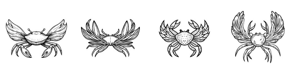 Modern fishing club symbol is represented by a crab catching net and pincers with an isolated marine animal mascot