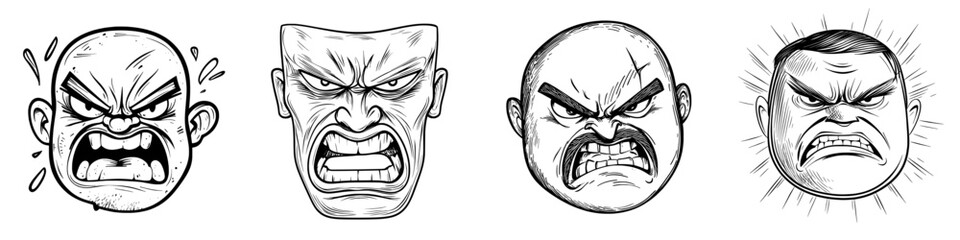 An isolated upset smiley represents an annoyed emoji expression, characterized by a modern irritated angry face