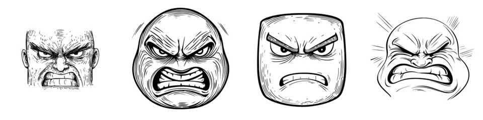 A cartoon face is depicted as a modern icon, showcasing a tired emotion, with the appearance of a worn-out Halloween monster, a humorous creature with red eyes and its tongue stuck out in a toothy