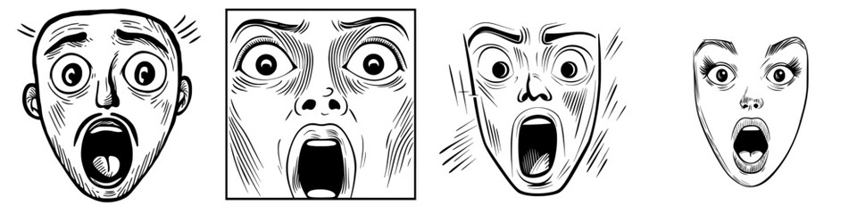 An isolated emoji icon depicting an open-eyed surprised emoticon with a wide open mouth, representing a modern frightened confused smiley and a cheerful emoji, conveying a shocked or afraid emoticon