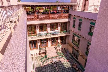 A building with a courtyard in the middle