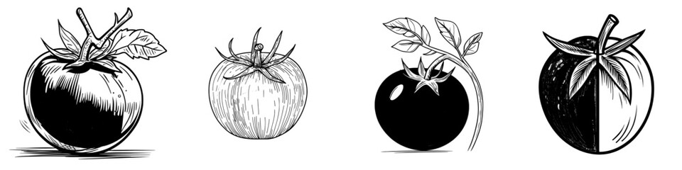 A ripe tomato, a natural vegetable, is depicted as a modern and fresh plant or a healthy component of a salad, isolated on a white background, serving as a cartoon element for design, representing