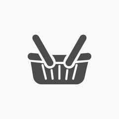 shopping basket, cart, trolley icon silhouette vector illustration