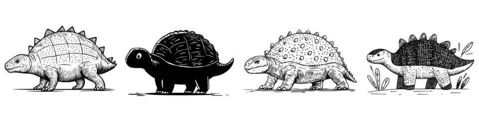 The prehistoric green spinosaurus stood alone as a dinosaur, while the modern ankylosaurus was often depicted as a cartoon dinosaur from the Jurassic period