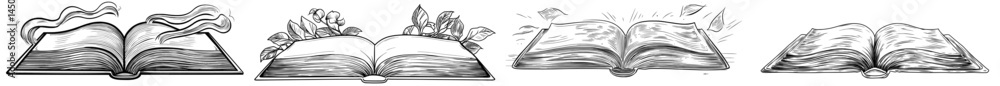 Poster a blank book with a hard cover, featuring empty pages, is isolated and could serve as a modern dicti