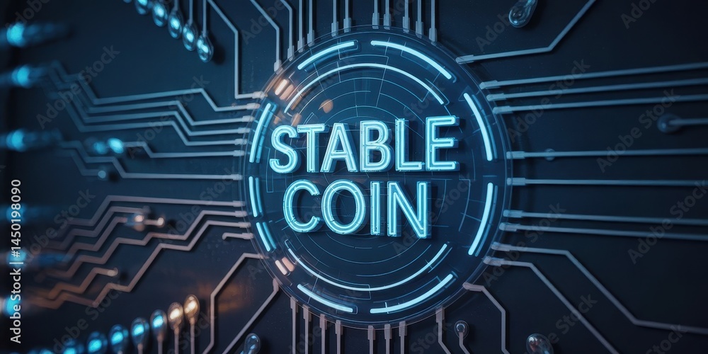 Poster digital representation of a stable coin.