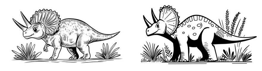 The image is of a dinosaur, a prehistoric animal with horns, shown by itself in a cartoon © Антон Сальников